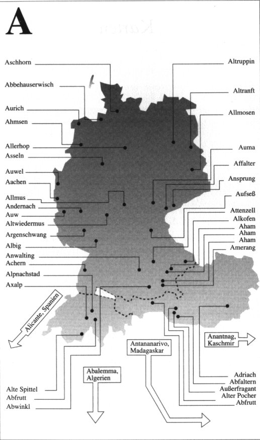 Lokalisation der St&auml;dte auf einer Karte