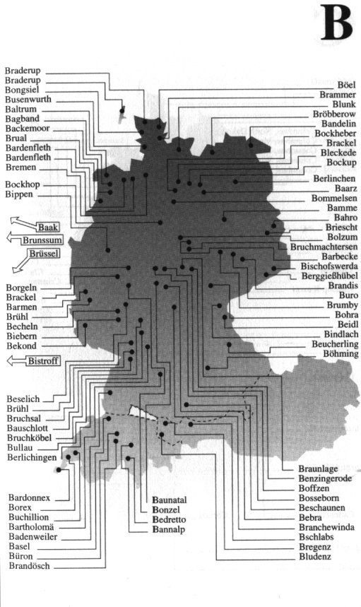 Lokalisation der St&auml;dte auf einer Karte