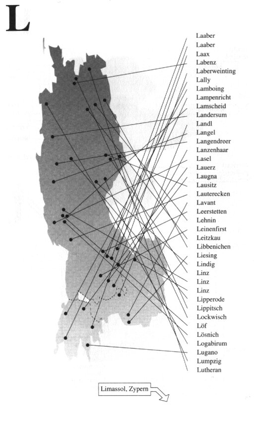 Lokalisation der St&auml;dte auf einer Karte