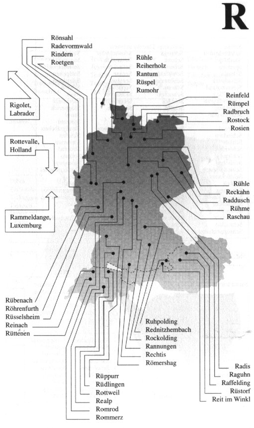 Lokalisation der St&auml;dte auf einer Karte